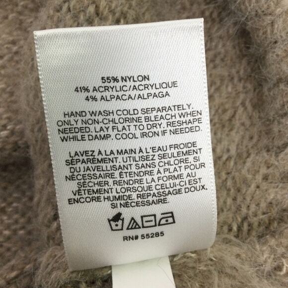 Express Shaggy Alpaca Blend Batwing Tan Minimalist Turtleneck Preppy Sweater L - Picture 7 of 11